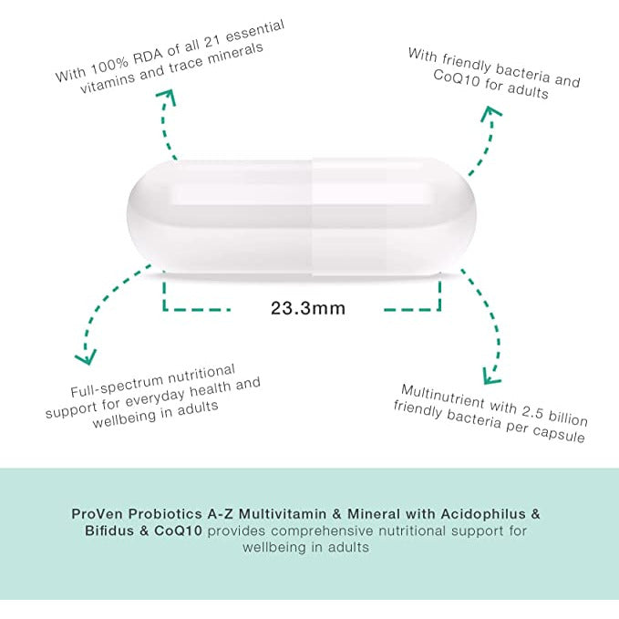 Proven Probiotics A-Z Multivitamin & Mineral with Acidophilus & Bifidus & CoQ10