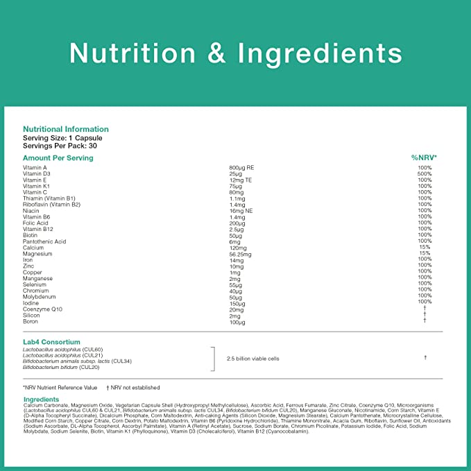 Proven Probiotics A-Z Multivitamin & Mineral with Acidophilus & Bifidus & CoQ10