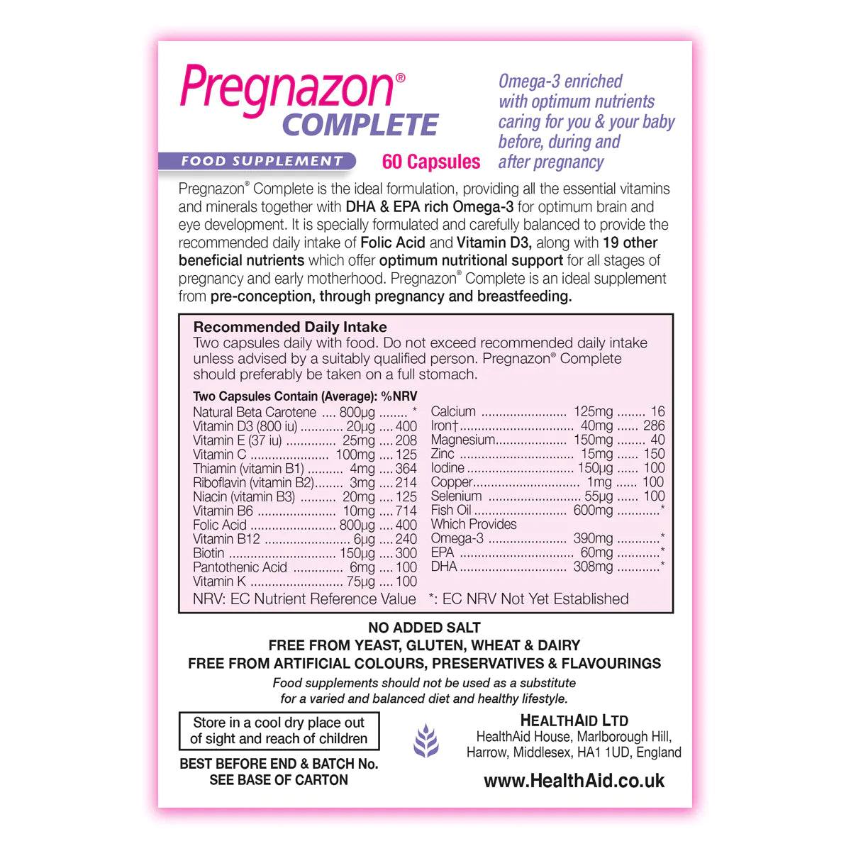 Health Aid Pregnazon Complete Capsules