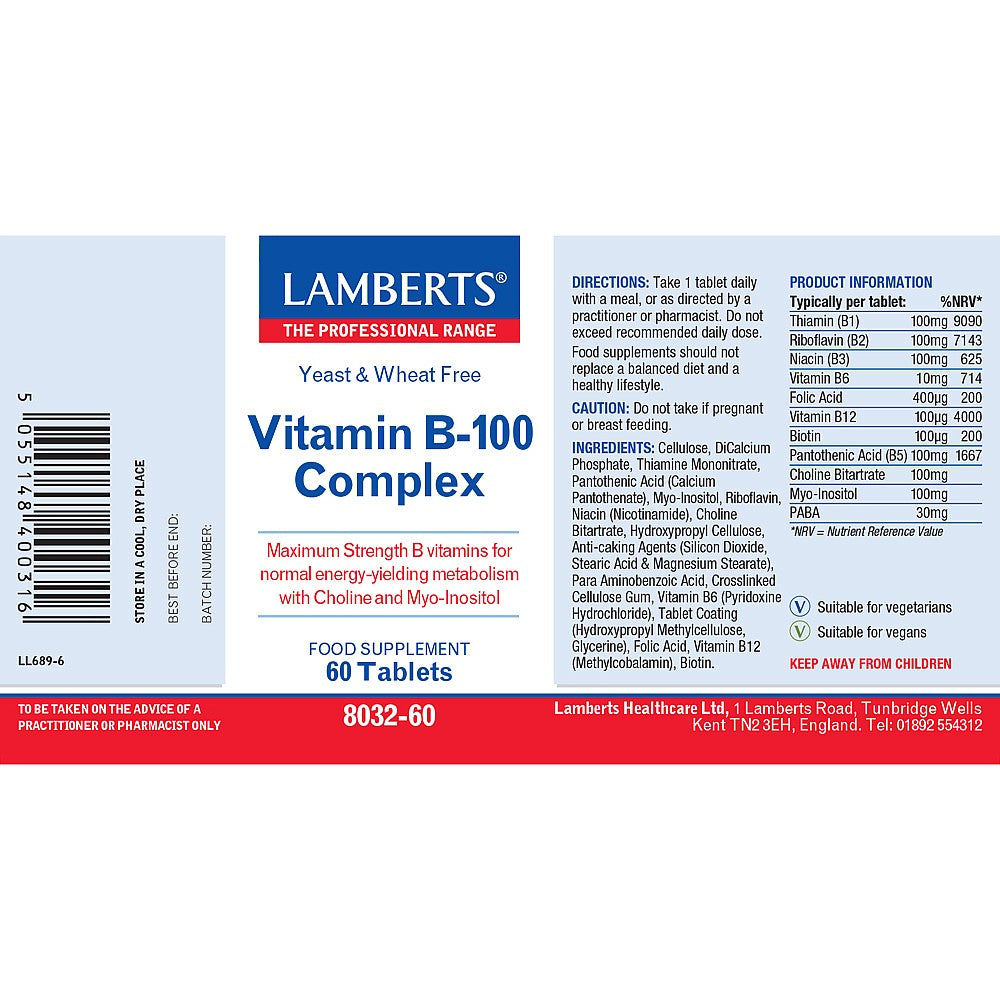 Lamberts Vitamin B-100 Complex Tablets