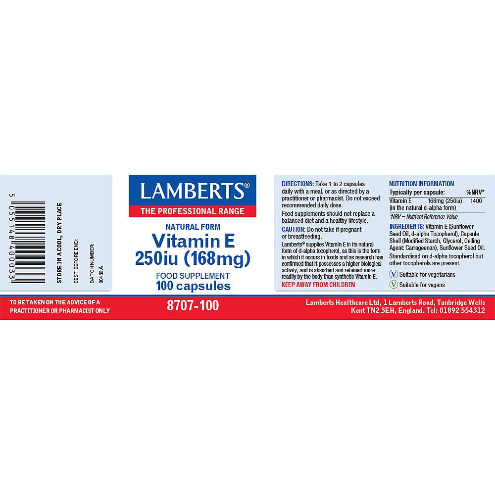 Lamberts Vitamin E 250iu Capsules