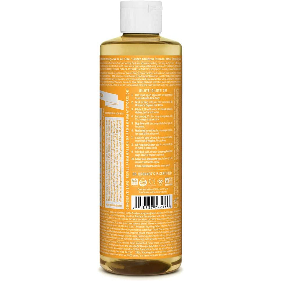Dr Bronner's Castille Soap Liquid Soap 18-In-1 Citrus-Orange