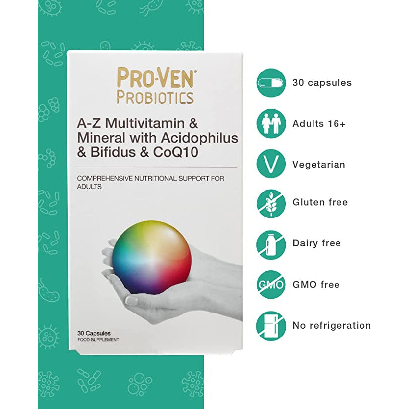 Proven Probiotics A-Z Multivitamin & Mineral with Acidophilus & Bifidus & CoQ10