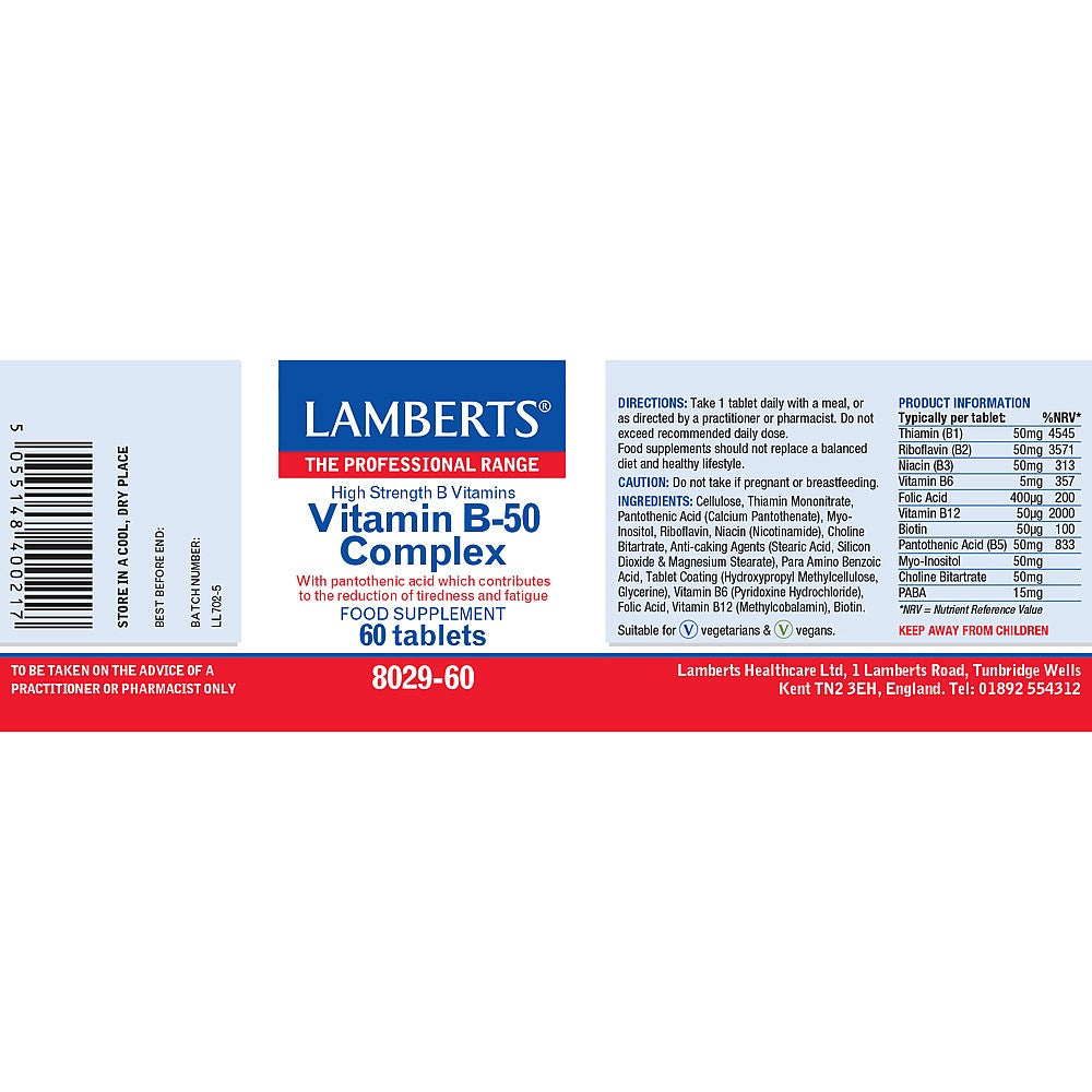 Lamberts Vitamin B-50 Complex Tablets