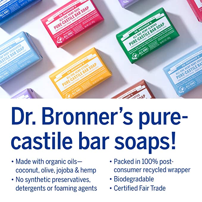 Dr Bronner's Castille Soap Bar All-One Peppermint