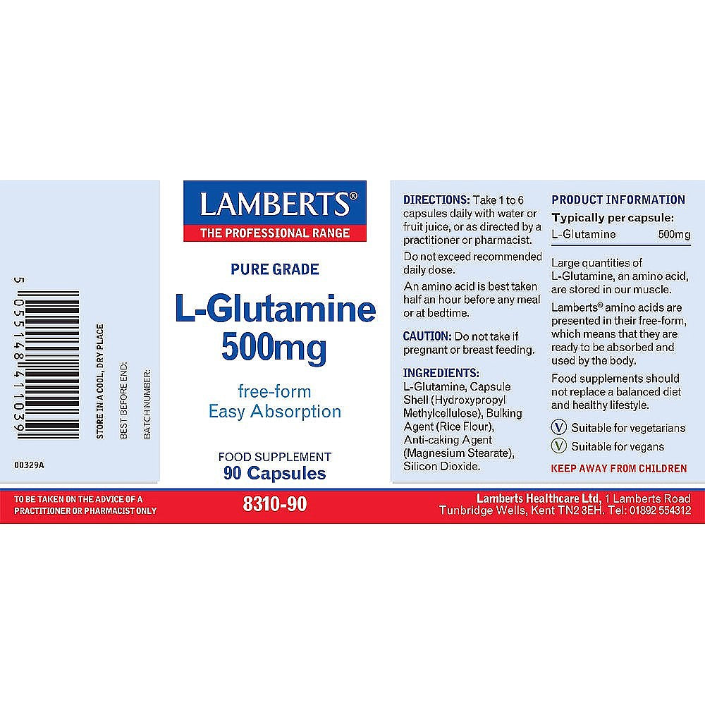 Lamberts L-Glutamine 500mg Capsules